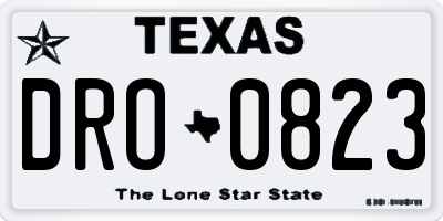 TX license plate DRO0823