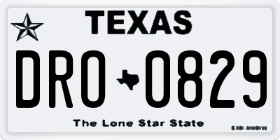 TX license plate DRO0829