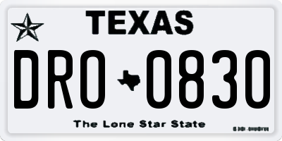 TX license plate DRO0830