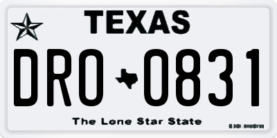 TX license plate DRO0831
