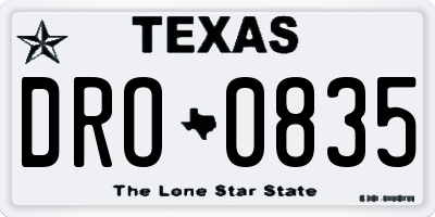 TX license plate DRO0835