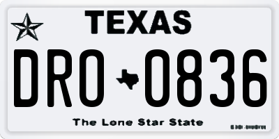 TX license plate DRO0836
