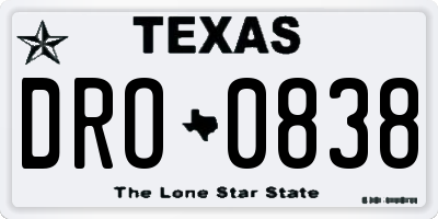 TX license plate DRO0838