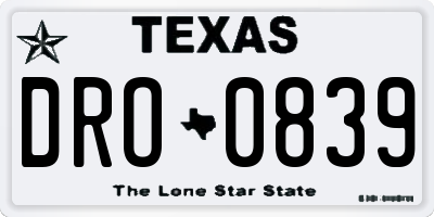 TX license plate DRO0839
