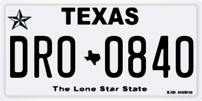 TX license plate DRO0840