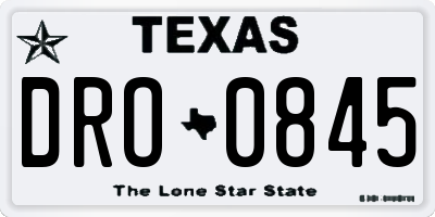 TX license plate DRO0845
