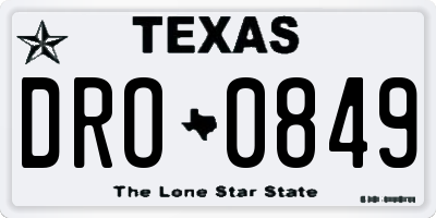 TX license plate DRO0849