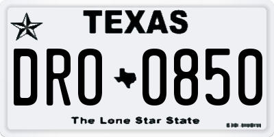 TX license plate DRO0850