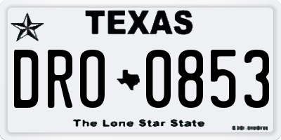 TX license plate DRO0853