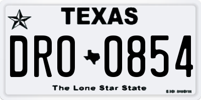 TX license plate DRO0854