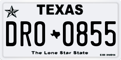 TX license plate DRO0855