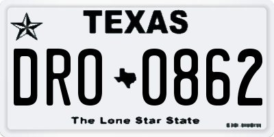 TX license plate DRO0862