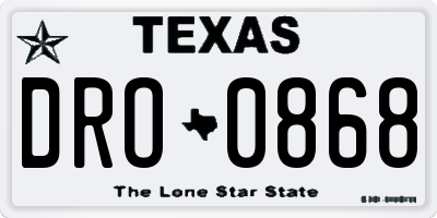 TX license plate DRO0868