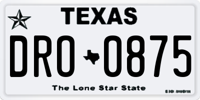 TX license plate DRO0875