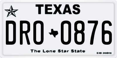 TX license plate DRO0876
