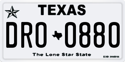 TX license plate DRO0880