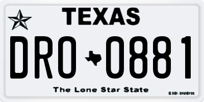 TX license plate DRO0881