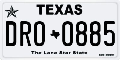 TX license plate DRO0885