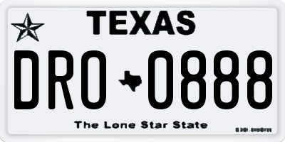 TX license plate DRO0888