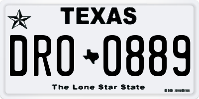 TX license plate DRO0889
