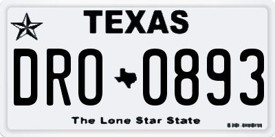 TX license plate DRO0893