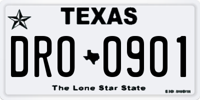 TX license plate DRO0901