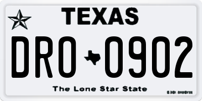 TX license plate DRO0902