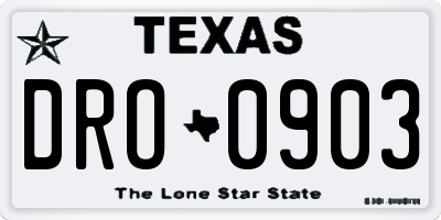 TX license plate DRO0903