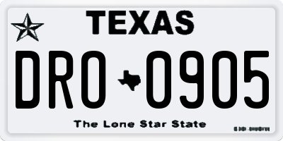 TX license plate DRO0905