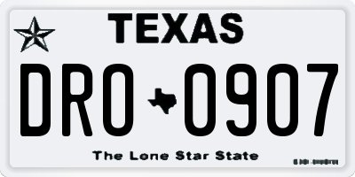 TX license plate DRO0907