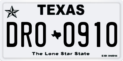 TX license plate DRO0910