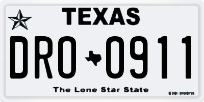 TX license plate DRO0911