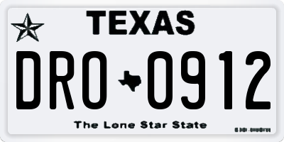 TX license plate DRO0912