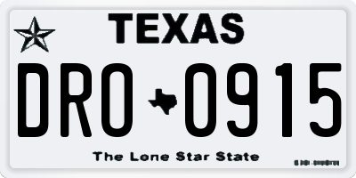 TX license plate DRO0915