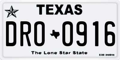 TX license plate DRO0916