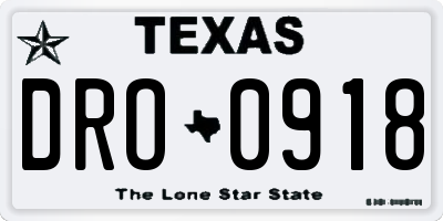 TX license plate DRO0918