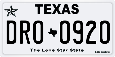 TX license plate DRO0920