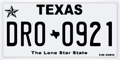 TX license plate DRO0921