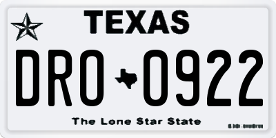 TX license plate DRO0922
