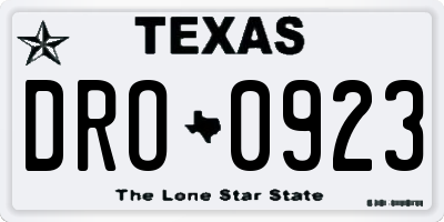 TX license plate DRO0923