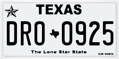 TX license plate DRO0925