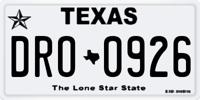 TX license plate DRO0926