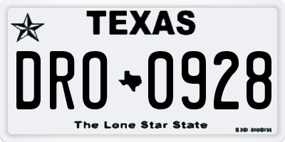 TX license plate DRO0928