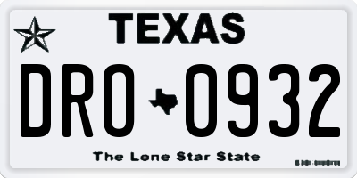 TX license plate DRO0932