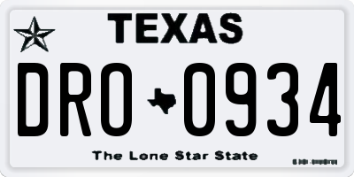 TX license plate DRO0934