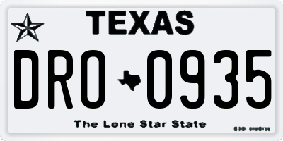 TX license plate DRO0935