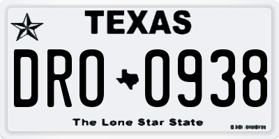 TX license plate DRO0938