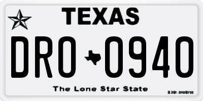 TX license plate DRO0940