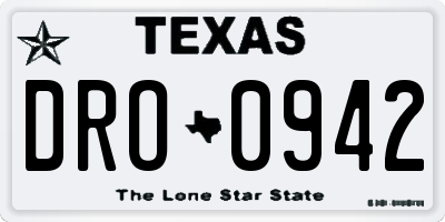 TX license plate DRO0942