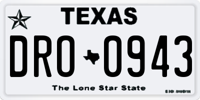 TX license plate DRO0943